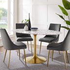 EEI-5736-GLD-WHI Lippa 60" Oval Terrazzo Dining Table by Modway