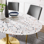 EEI-5736-GLD-WHI Lippa 60" Oval Terrazzo Dining Table by Modway