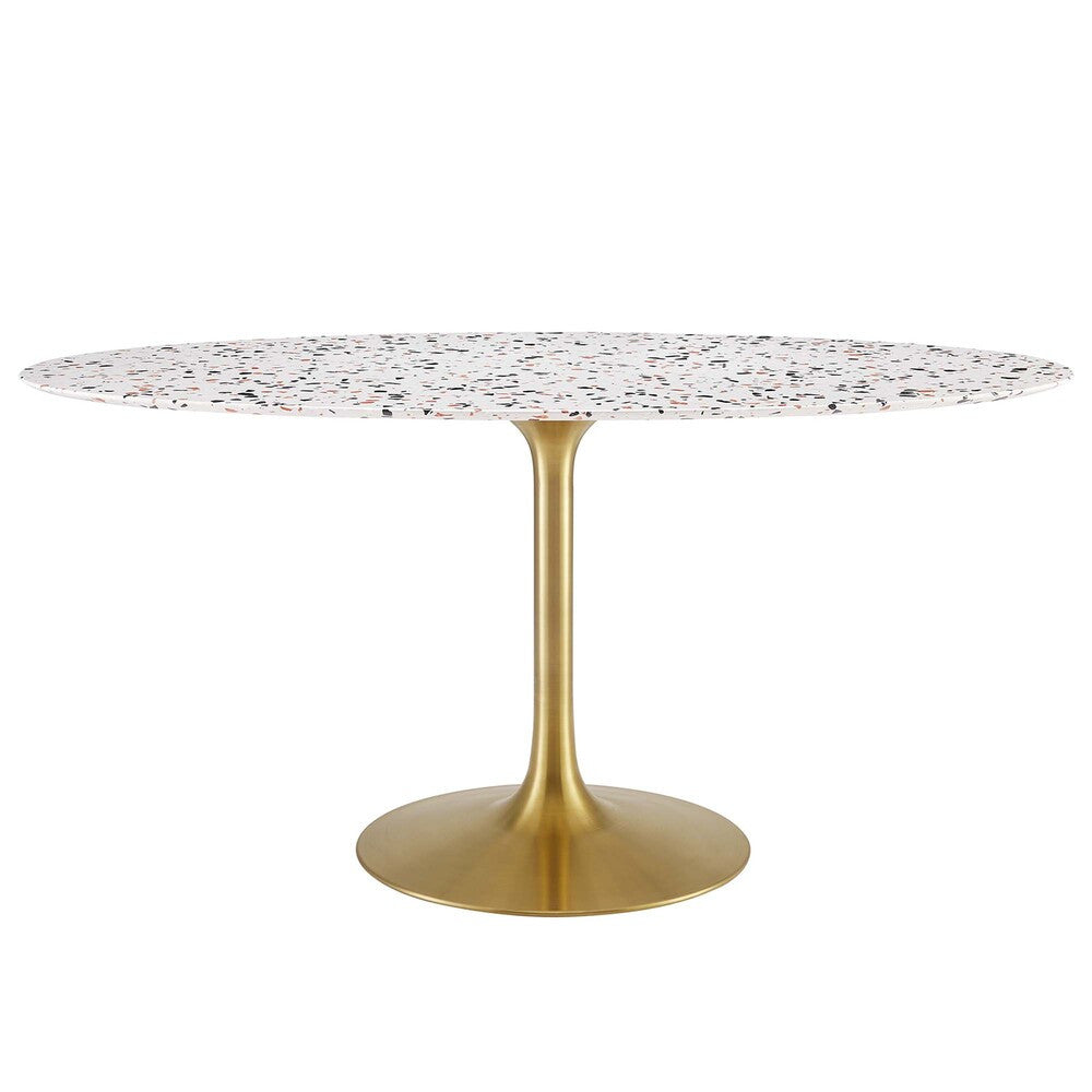 EEI-5736-GLD-WHI Lippa 60" Oval Terrazzo Dining Table by Modway