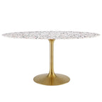 EEI-5736-GLD-WHI Lippa 60" Oval Terrazzo Dining Table by Modway
