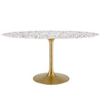 Modway EEI-5736-GLD-WHI Lippa 60" Oval Terrazzo Dining Table Gold White