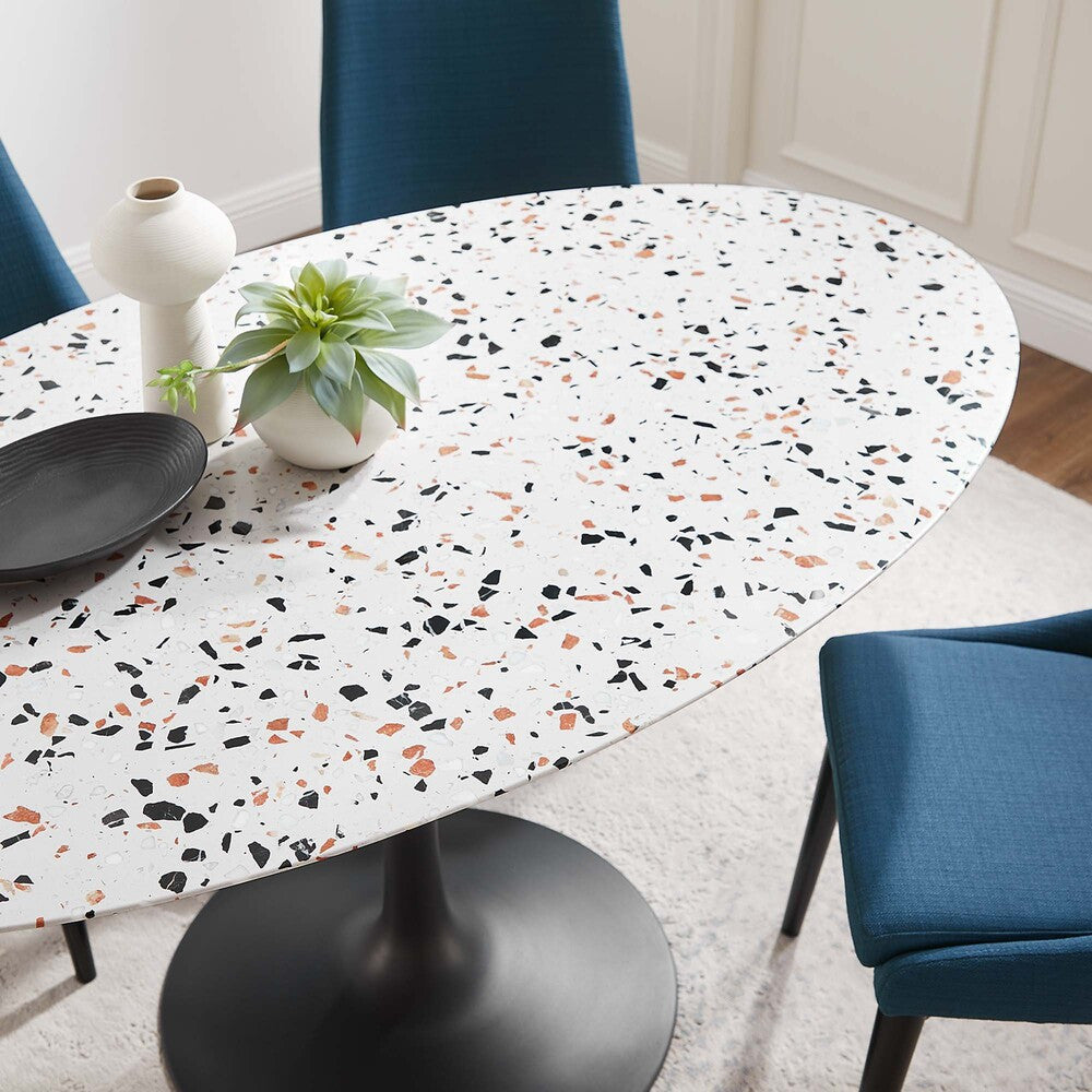 EEI-5737-BLK-WHI Lippa 60" Oval Terrazzo Dining Table by Modway