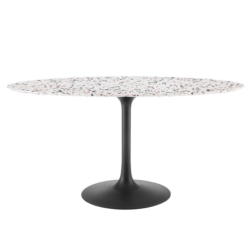 EEI-5737-BLK-WHI Lippa 60" Oval Terrazzo Dining Table by Modway