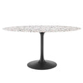 Modway EEI-5737-BLK-WHI Lippa 60" Oval Terrazzo Dining Table Black White