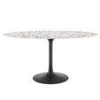 Modway EEI-5737-BLK-WHI Lippa 60" Oval Terrazzo Dining Table Black White