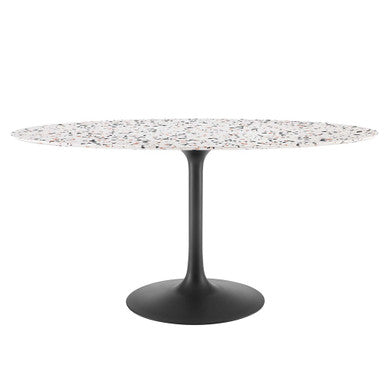 Modway EEI-5737-BLK-WHI Lippa 60" Oval Terrazzo Dining Table Black White