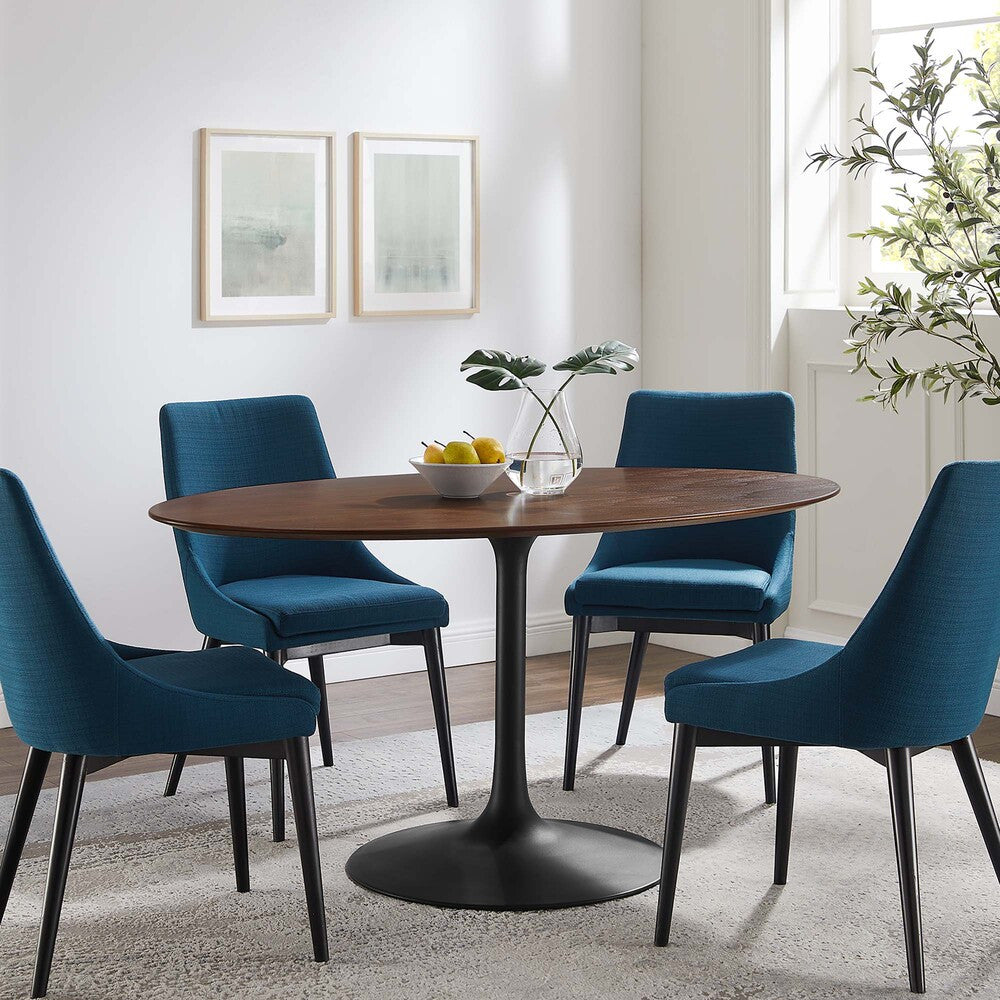 EEI-3543-BLK-WAL Lippa 60" Oval Walnut Wood Dining Table by Modway