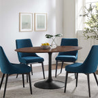 EEI-3543-BLK-WAL Lippa 60" Oval Walnut Wood Dining Table by Modway
