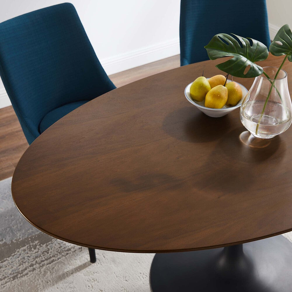 EEI-3543-BLK-WAL Lippa 60" Oval Walnut Wood Dining Table by Modway