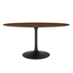 EEI-3543-BLK-WAL Lippa 60" Oval Walnut Wood Dining Table by Modway