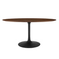 Modway EEI-3543-BLK-WAL Lippa 60" Oval Walnut Wood Dining Table Black Walnut