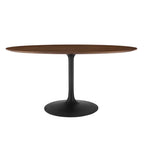 Modway EEI-3543-BLK-WAL Lippa 60" Oval Walnut Wood Dining Table Black Walnut