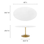 EEI-3254-GLD-WHI Lippa 60" Oval Wood Dining Table by Modway