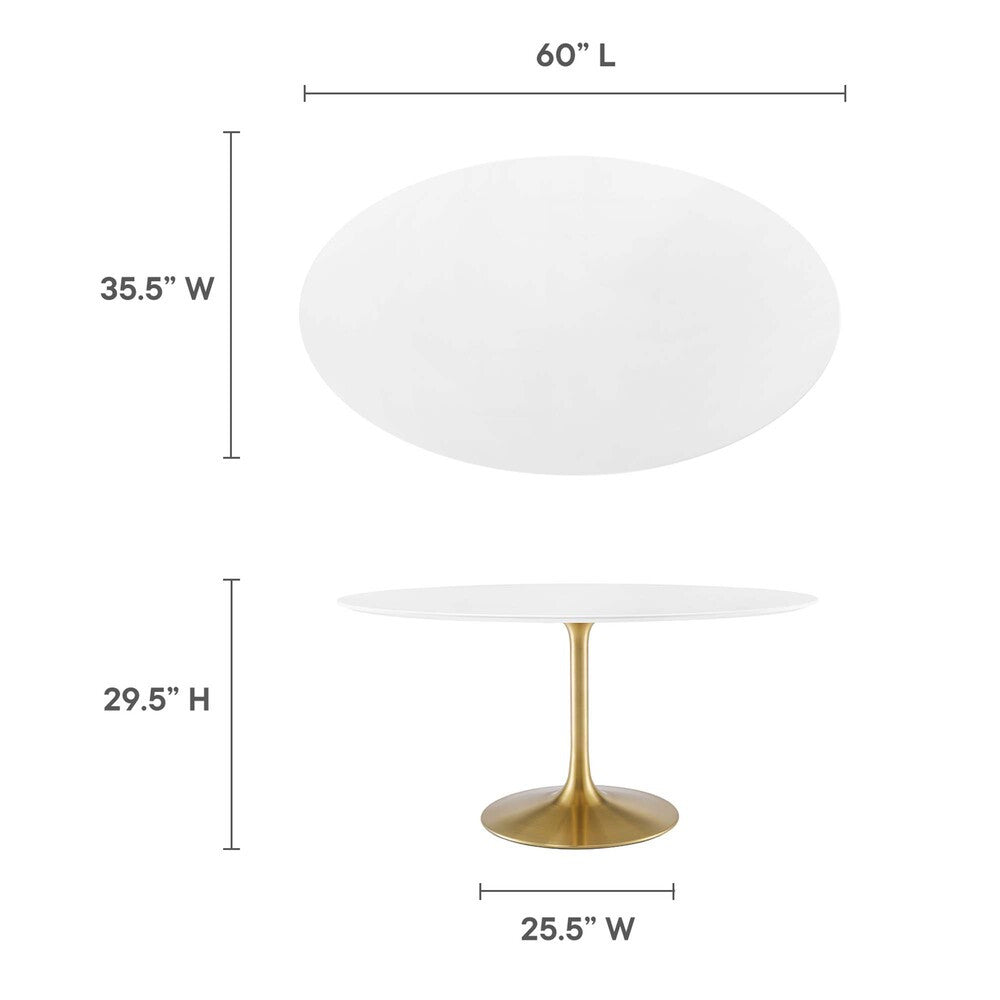 EEI-3254-GLD-WHI Lippa 60" Oval Wood Dining Table by Modway