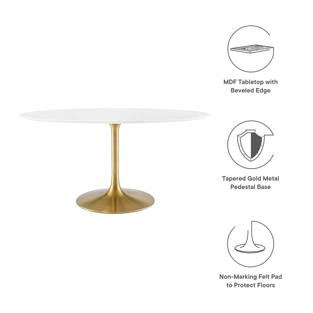 EEI-3254-GLD-WHI Lippa 60" Oval Wood Dining Table by Modway