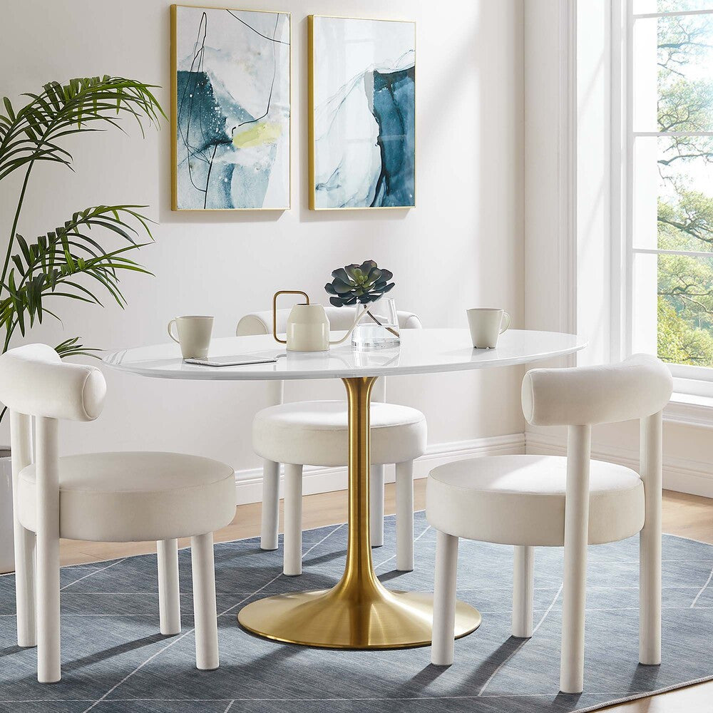 EEI-3254-GLD-WHI Lippa 60" Oval Wood Dining Table by Modway