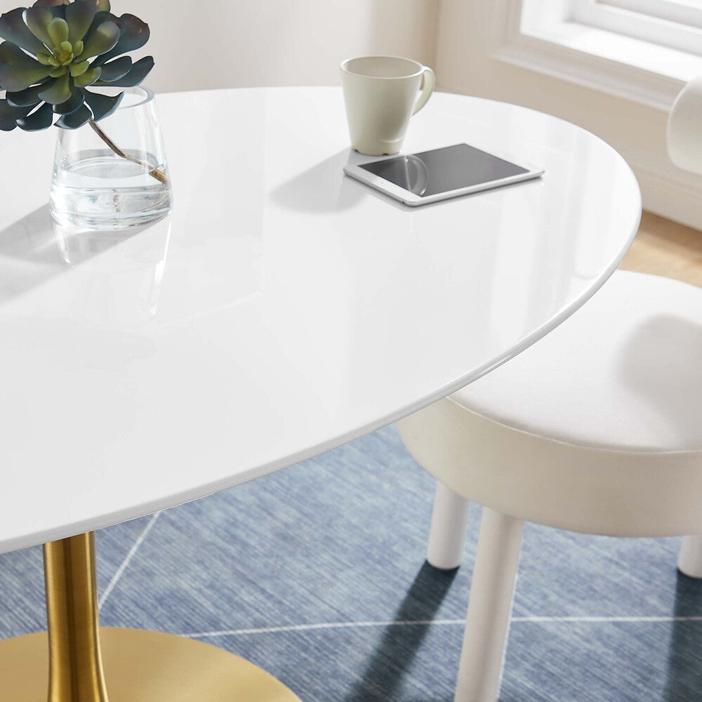 EEI-3254-GLD-WHI Lippa 60" Oval Wood Dining Table by Modway