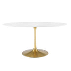 Modway EEI-3254-GLD-WHI Lippa 60" Oval Wood Dining Table Gold White