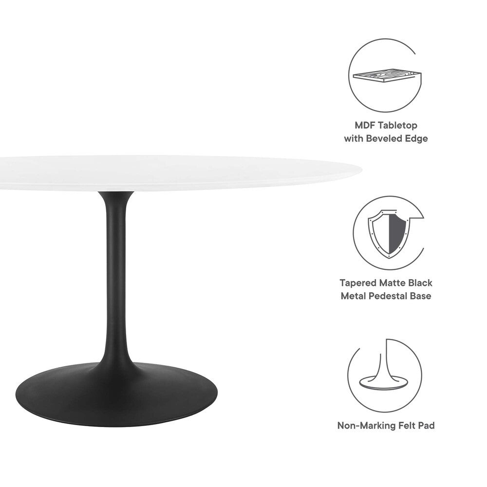 EEI-3539-BLK-WHI Lippa 60" Oval Wood Dining Table by Modway