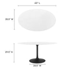 EEI-3539-BLK-WHI Lippa 60" Oval Wood Dining Table by Modway