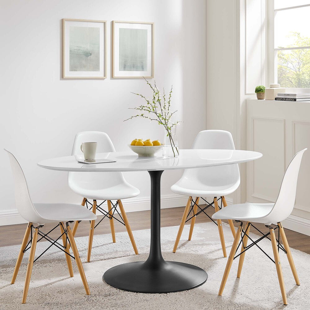 EEI-3539-BLK-WHI Lippa 60" Oval Wood Dining Table by Modway