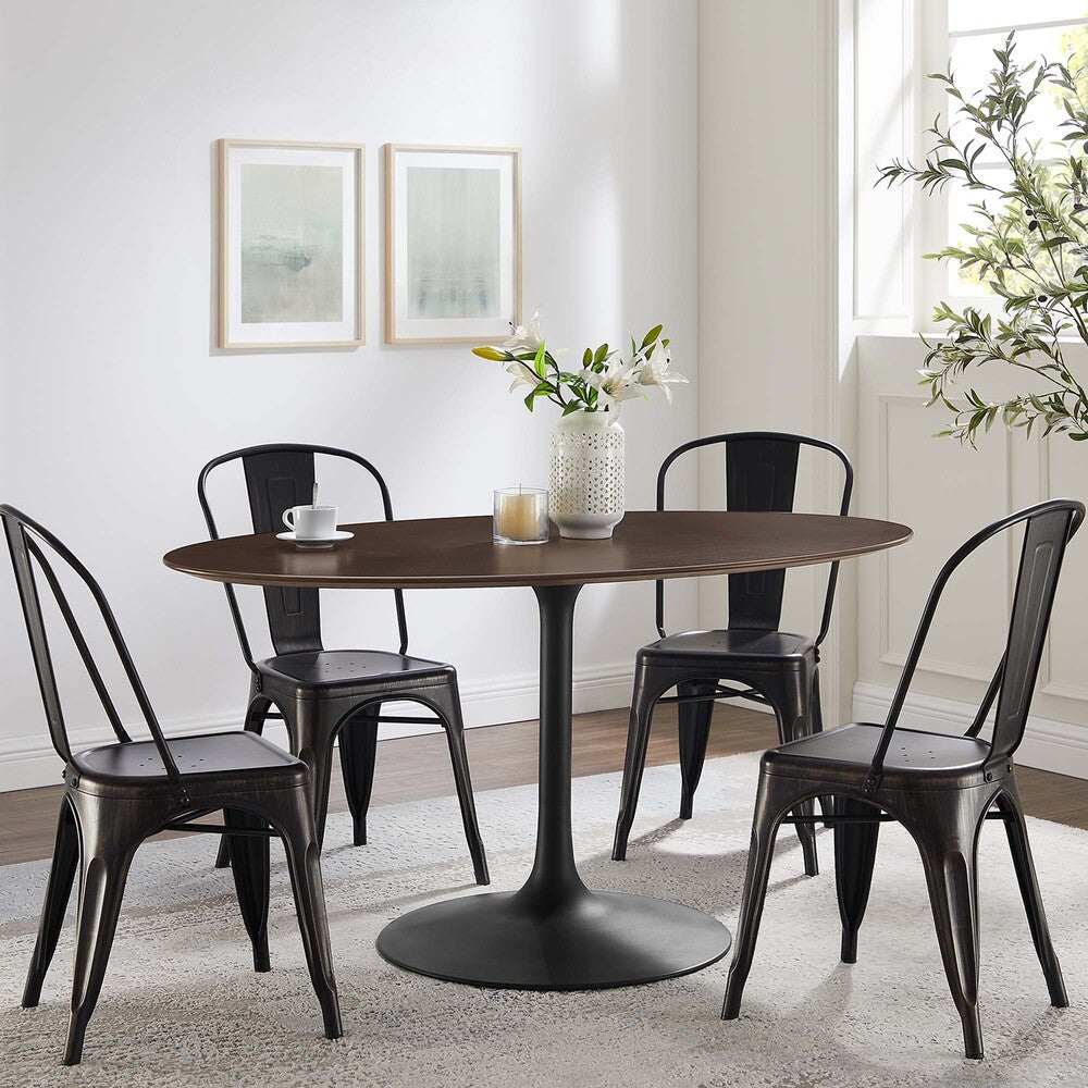 EEI-4887-BLK-CHE Lippa 60" Oval Wood Dining Table by Modway