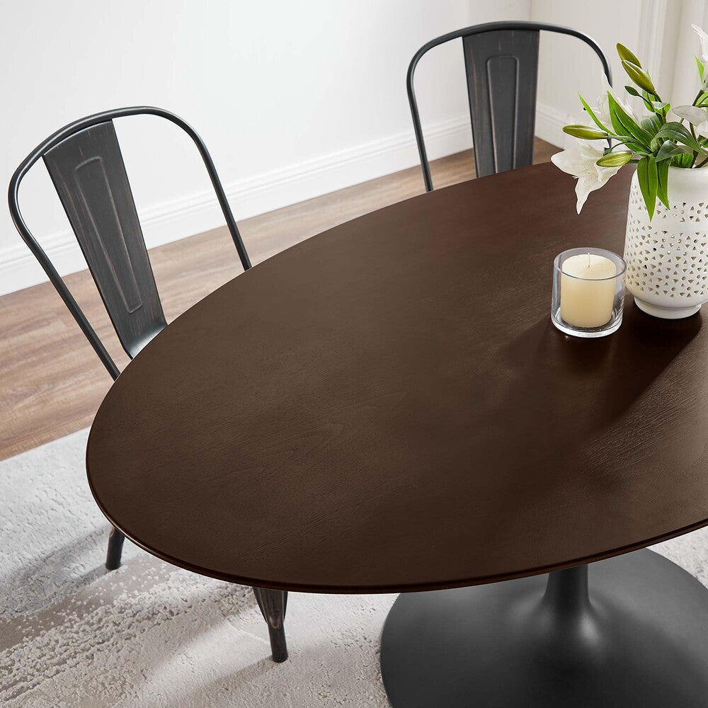 EEI-4887-BLK-CHE Lippa 60" Oval Wood Dining Table by Modway