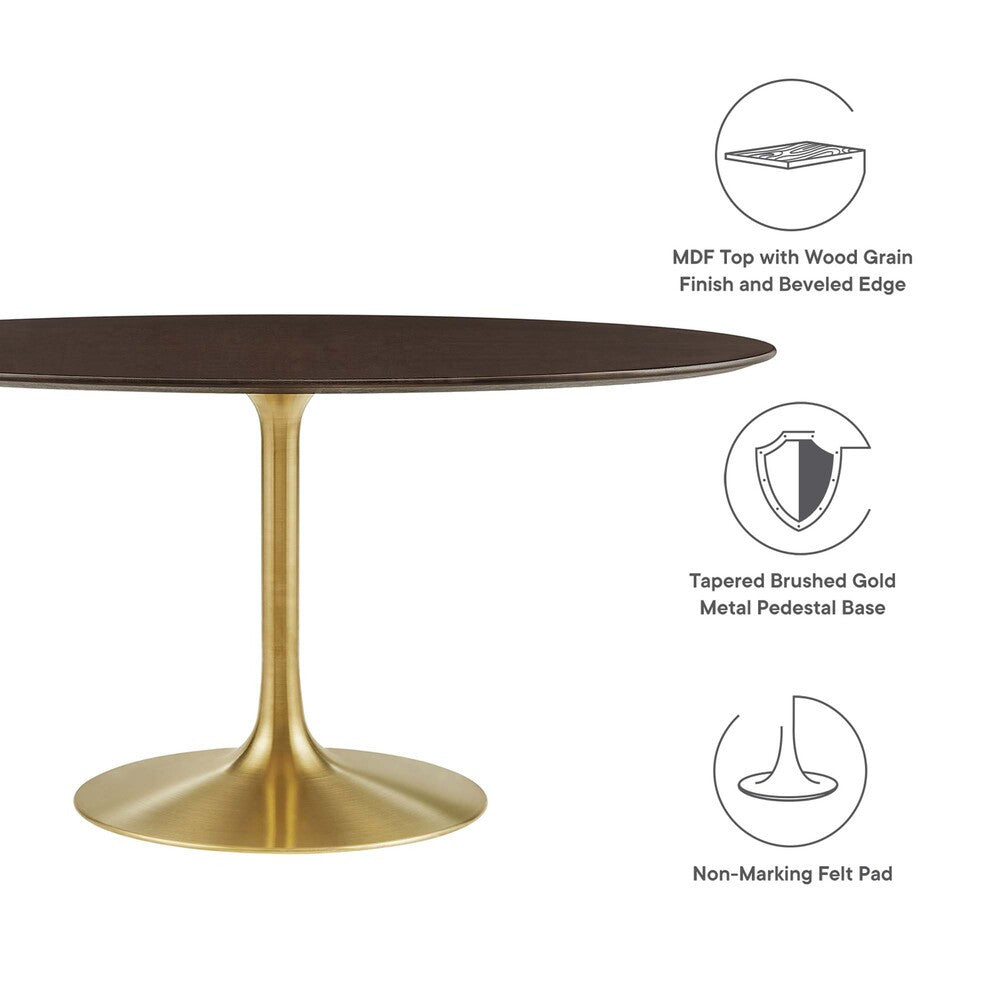 EEI-5524-GLD-CHE Lippa 60" Oval Wood Dining Table by Modway