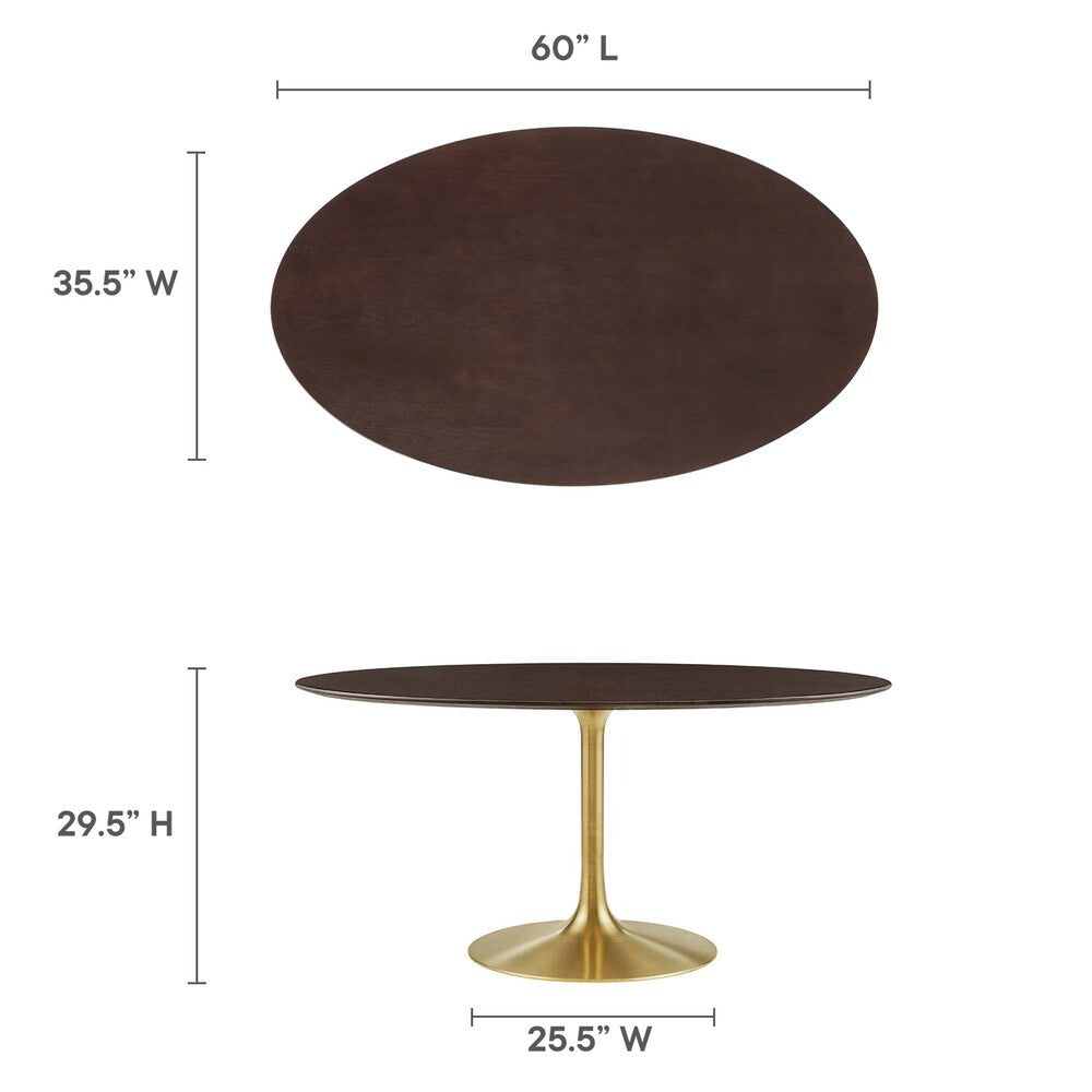EEI-5524-GLD-CHE Lippa 60" Oval Wood Dining Table by Modway