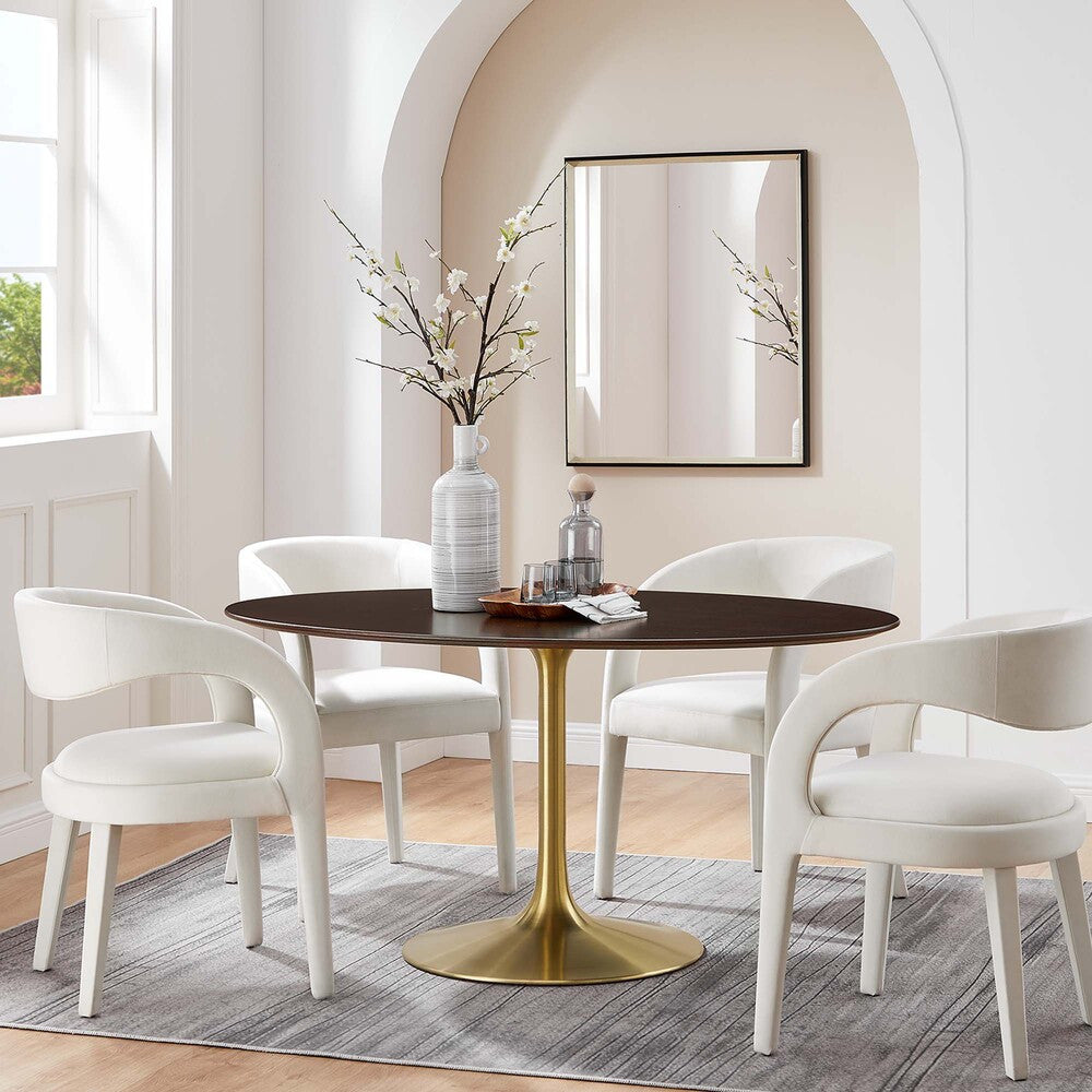 EEI-5524-GLD-CHE Lippa 60" Oval Wood Dining Table by Modway