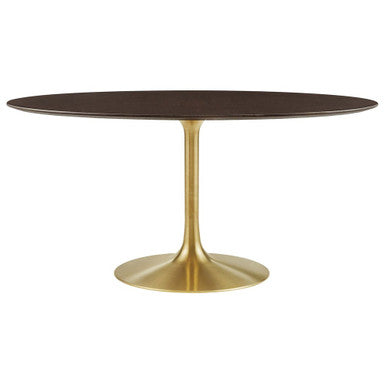 Modway EEI-5524-GLD-CHE Lippa 60" Oval Wood Dining Table Gold Cherry Walnut