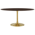 Modway EEI-5524-GLD-CHE Lippa 60" Oval Wood Dining Table Gold Cherry Walnut
