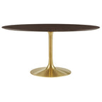 Modway EEI-5524-GLD-CHE Lippa 60" Oval Wood Dining Table Gold Cherry Walnut