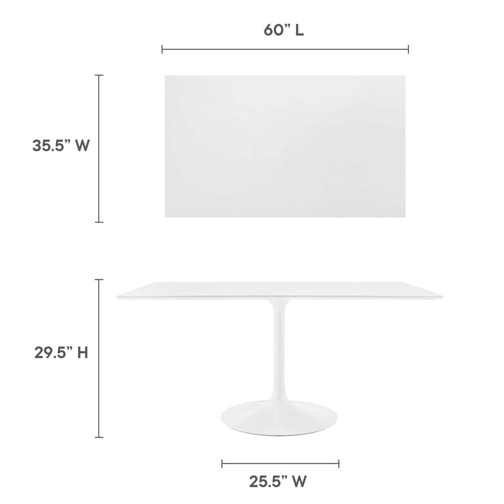EEI-1656-WHI Lippa 60" Rectangle Wood Dining Table by Modway