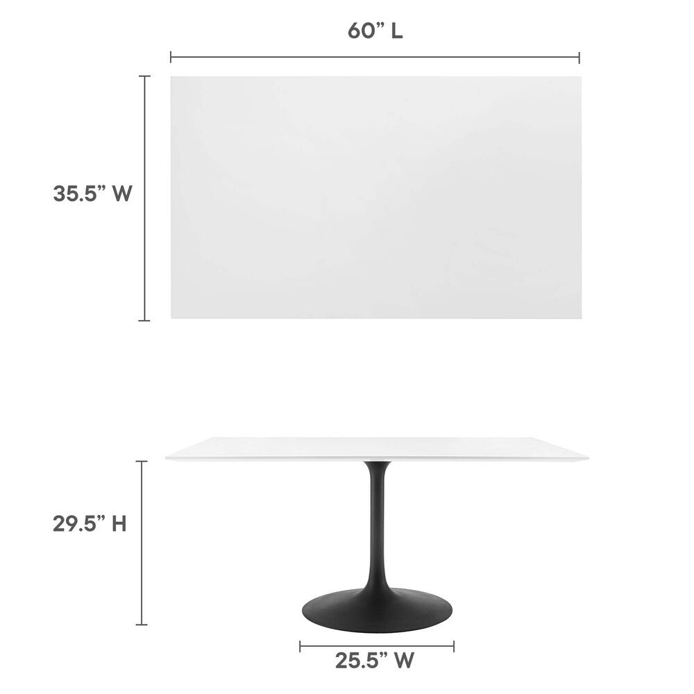 EEI-3541-BLK-WHI Lippa 60" Rectangle Wood Dining Table by Modway