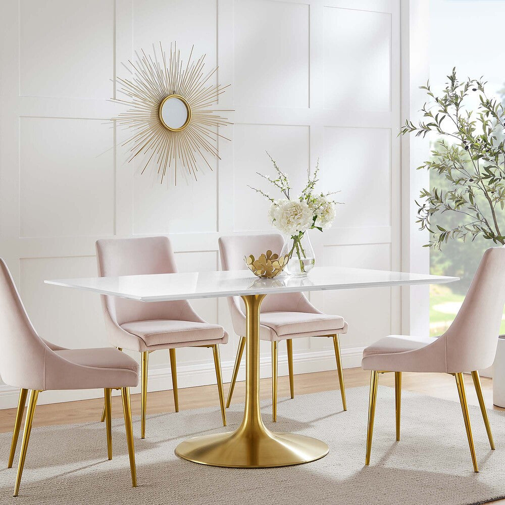EEI-3256-GLD-WHI Lippa 60" Rectangular Wood Dining Table by Modway