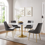 EEI-3234-GLD-WHI Lippa 60" Round Faux Marble Dining Table by Modway