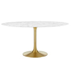 EEI-3234-GLD-WHI Lippa 60" Round Faux Marble Dining Table by Modway