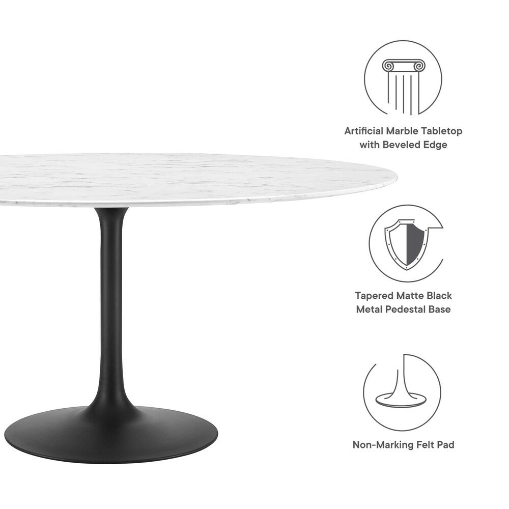 EEI-3529-BLK-WHI Lippa 60" Round Faux Marble Dining Table by Modway