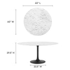 EEI-3529-BLK-WHI Lippa 60" Round Faux Marble Dining Table by Modway