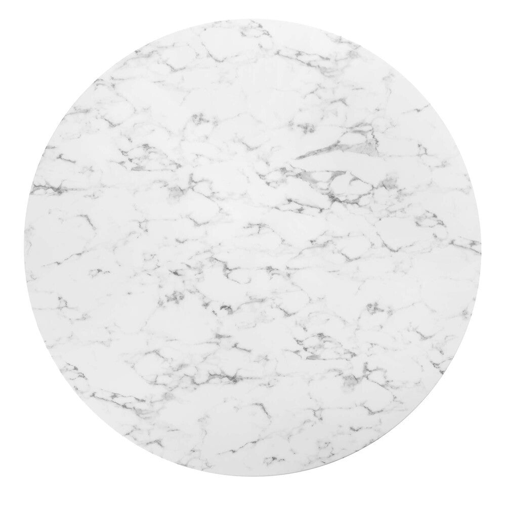 EEI-3529-BLK-WHI Lippa 60" Round Faux Marble Dining Table by Modway