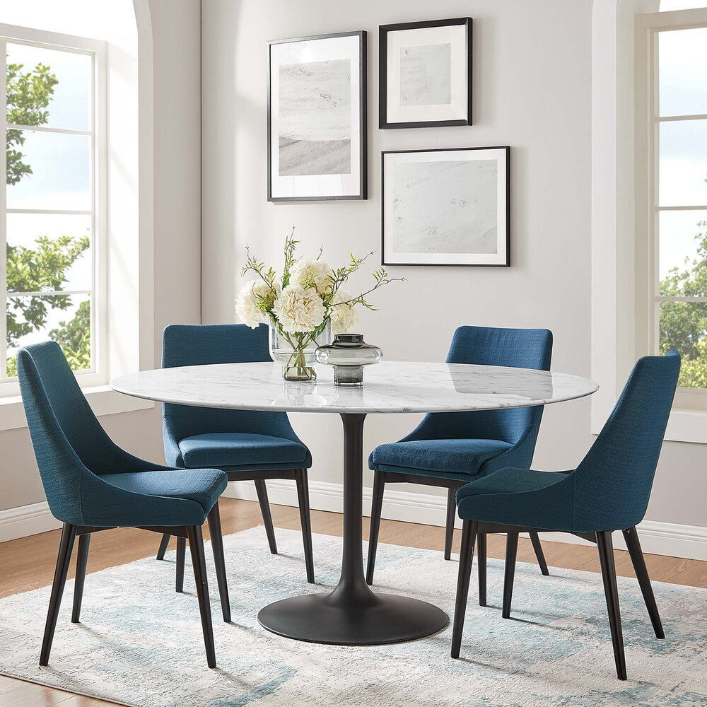 EEI-3529-BLK-WHI Lippa 60" Round Faux Marble Dining Table by Modway