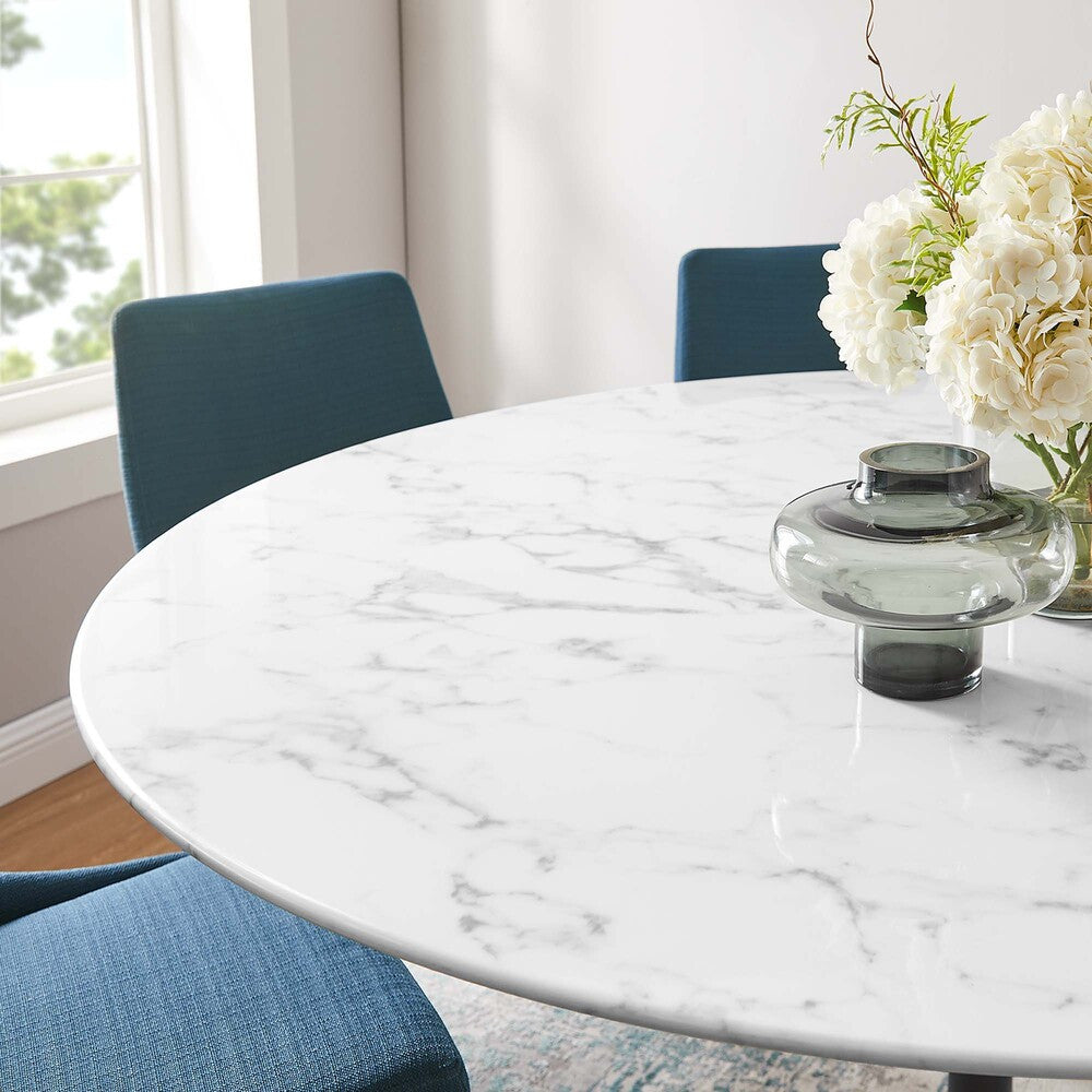 EEI-3529-BLK-WHI Lippa 60" Round Faux Marble Dining Table by Modway
