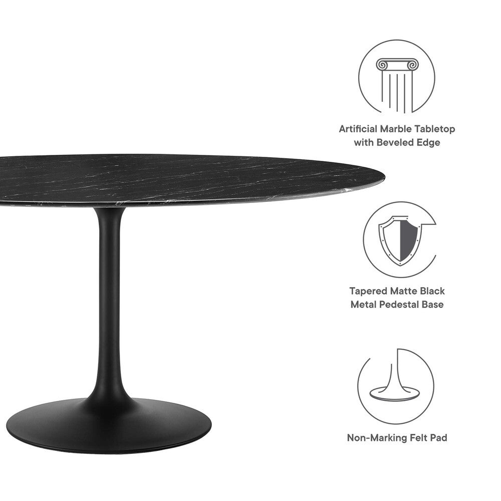 EEI-4879-BLK-BLK Lippa 60" Round Faux Marble Dining Table by Modway