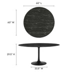 EEI-4879-BLK-BLK Lippa 60" Round Faux Marble Dining Table by Modway