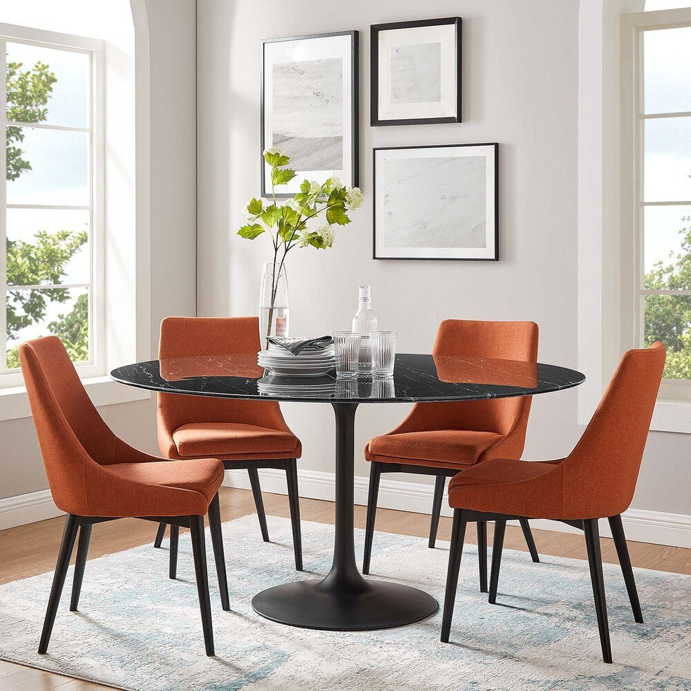 EEI-4879-BLK-BLK Lippa 60" Round Faux Marble Dining Table by Modway