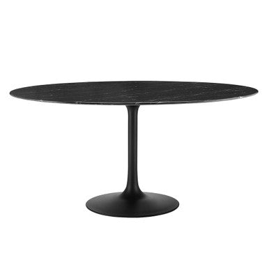 Modway EEI-4879-BLK-BLK Lippa 60" Round Faux Marble Dining Table Black Black