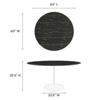 EEI-5184-WHI-BLK Lippa 60" Round Faux Marble Dining Table by Modway