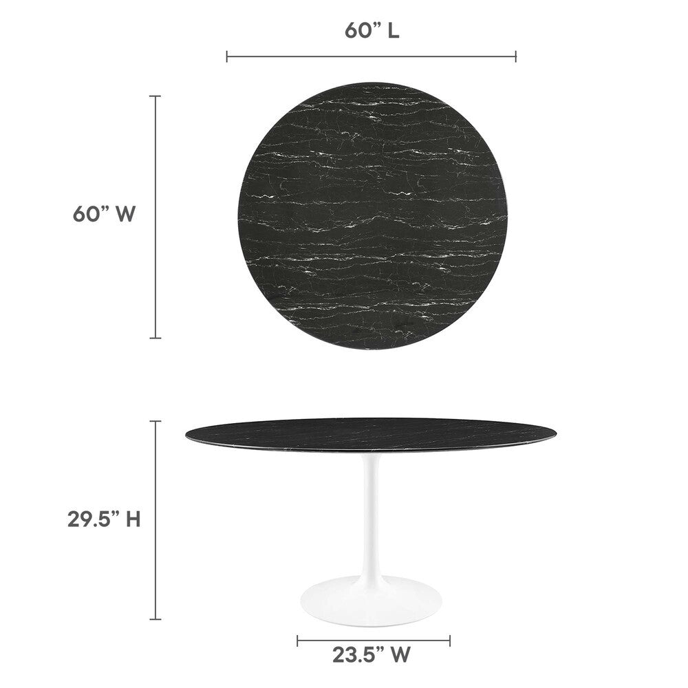 EEI-5184-WHI-BLK Lippa 60" Round Faux Marble Dining Table by Modway