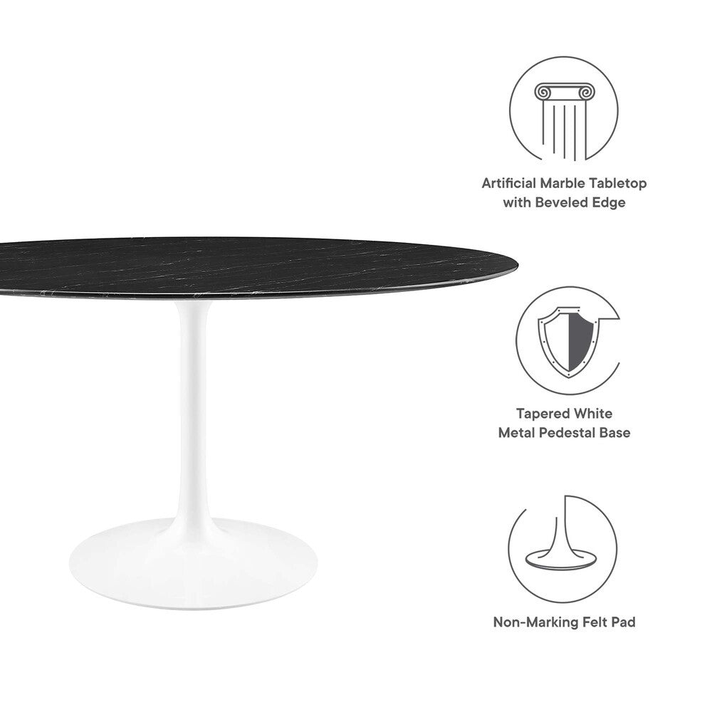 EEI-5184-WHI-BLK Lippa 60" Round Faux Marble Dining Table by Modway